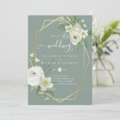 Classic White Rose Greenerity Gold Wedding (Stehend Vorderseite)