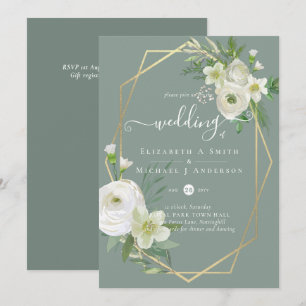 Classic White Rose Greenerity Gold Wedding