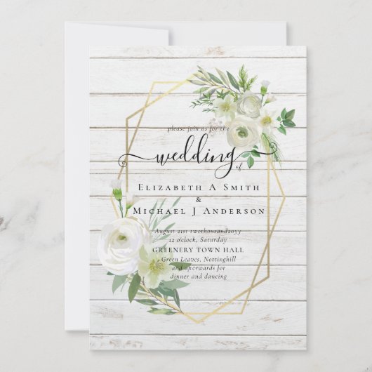 Classic White Rose Greenerity Gold Wedding (Vorderseite)