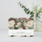 Classic White Rose Hydrangea Wood Watercolor UAWG Ankündigungspostkarte (Stehend Vorderseite)