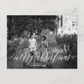 Classic White Script Frohe Weihnachten Foto (Vorderseite)