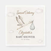 Classic White Stork Baby Shower Neutral Serviette (Vorderseite)