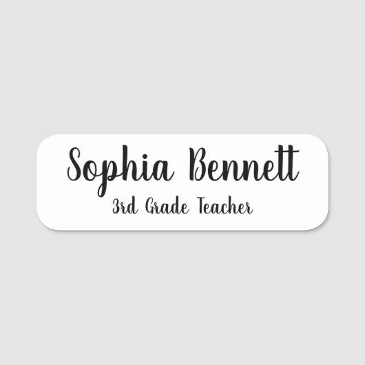 Classic White Teacher Name Badge Namensschild (Vorderseite)