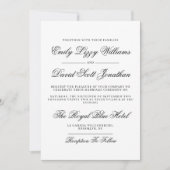 Classic White Vintag Black Script Formal Einladung (Vorderseite)