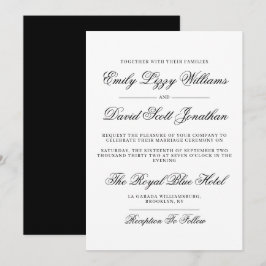 Classic White Vintag Black Script Formal Einladung
