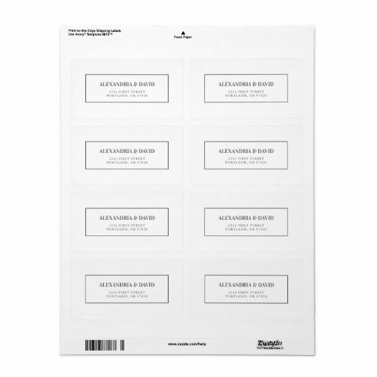 Classic White Wedding Address Labels (Vorne)