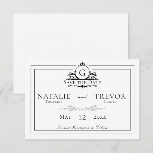 Classic White Wedding Save The Date (Vorne/Hinten)