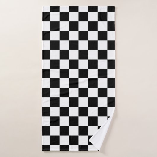 Classic White with Black Square Pattern Style Badehandtuch (Badehandtuch)