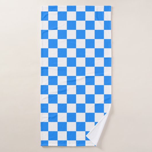 Classic White with Blue Square Pattern Style Badehandtuch (Badehandtuch)