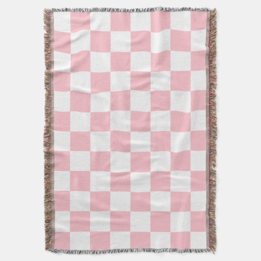 Classic White with Light Pink Square Style Decke (Vorderseite Vertikal)
