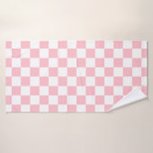 Classic White with Soft Pink Square Pattern Style Badehandtuch (Badehandtuch)