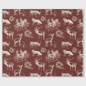 Classic Wild Animals Antique Cream and Maroon Geschenkpapier (Flach)