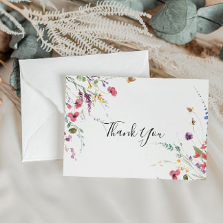 Classic Wild Colorful Floral Flat Wedding Dankeskarte