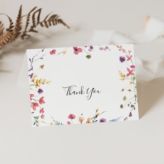 Classic Wild Colorful Floral Folded Wedding Dankeskarte