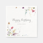 Classic Wild Colorful Floral Happy Birthday Serviette (Vorderseite)