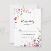 Classic Wild Colorful Floral Wedding RSVP Karte (Vorderseite)