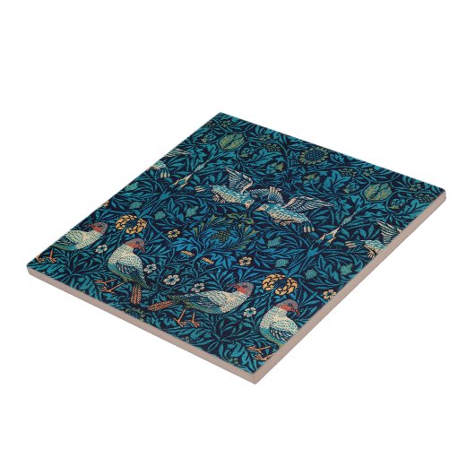 Classic William Morris Blue pattern l Floral Birds Fliese (Seite)