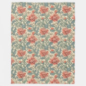 Classic William Morris Elegant Rotes Salbei Elfenb Fleecedecke (Vorderseite)