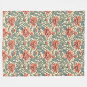 Classic William Morris Elegant Rotes Salbei Elfenb Fleecedecke (Vorderseite (Horizontal))