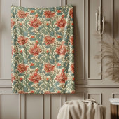 Classic William Morris Elegant Rotes Salbei Elfenb Fleecedecke