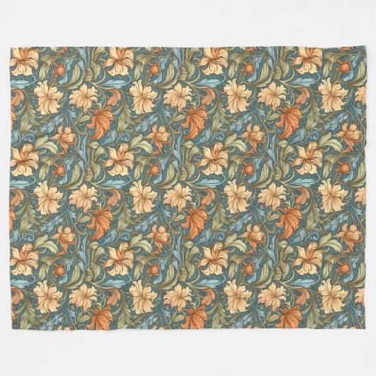 Classic William Morris Gemütlich Elegance Pastellf Fleecedecke (Vorderseite (Horizontal))