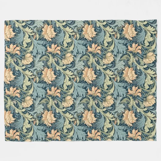 Classic William Morris Gemütlich Elegance Pastellf Fleecedecke (Vorderseite (Horizontal))