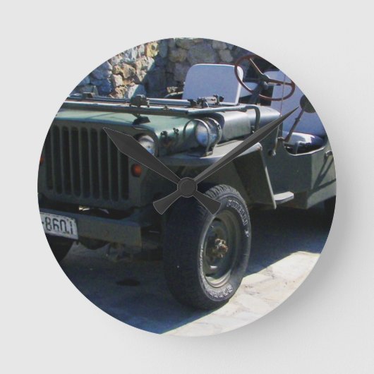 Classic Willy's Jeep. Runde Wanduhr (Vorderseite)
