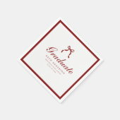 Classic Wine Red Coquette Bow Graduation Party Serviette (Ecke)