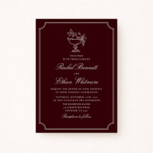 Classic Wine Red Double Frame Wedding Invitation