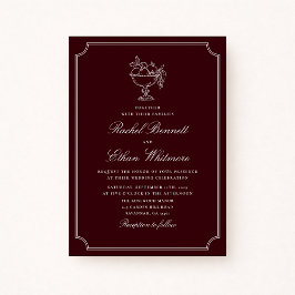Classic Wine Red Double Frame Wedding Invitation Ankündigung