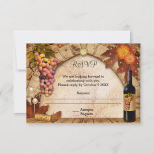 Classic Wine Theme or Vineyard RSVP Invitation Karte