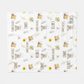 CLASSIC WINNIE BEAR BABYNAME KEEPSAKE BLANKET FLEECEDECKE (Vorderseite (Horizontal))