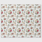 Classic Winter Clock und Poinsettia Weihnachten Geschenkpapier (Flach)