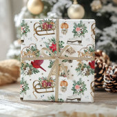 Classic Winter Clock und Poinsettia Weihnachten Geschenkpapier