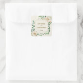 Classic Winter Floral Vow Renewal Wedding Quadratischer Aufkleber (Tasche)