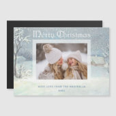 Classic Winter Frohe Weihnachts-Schnee-Foto Magnetkarte (Vorne/Hinten)