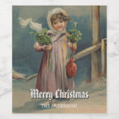Classic Winter Girl by Lantern Scene Weinetikett (Einzelnes Label)