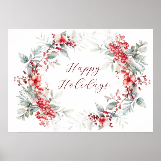 Classic Winter Holiday Berries Happy Holiday Poster (Vorne)