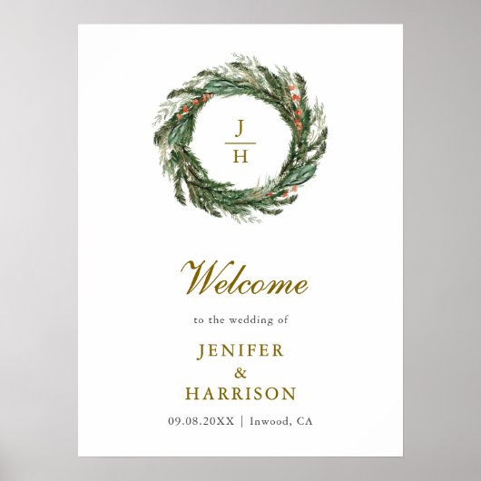 Classic Winter Pine Greenerity Wedding Poster (Vorne)