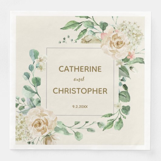 Classic Winter Rose Floral Wedding Serviette (Vorderseite)