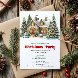 Classic Winter Scene Watercolor Christmas Invite Einladung