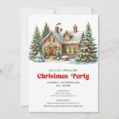Classic Winter Scene Watercolor Christmas Invite Einladung (Vorderseite)