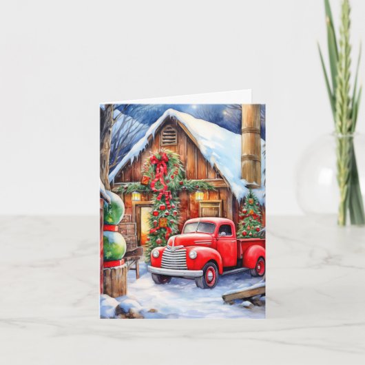 Classic Wintertime Farmhouse Merry Christmas Feiertagskarte (Vorderseite)