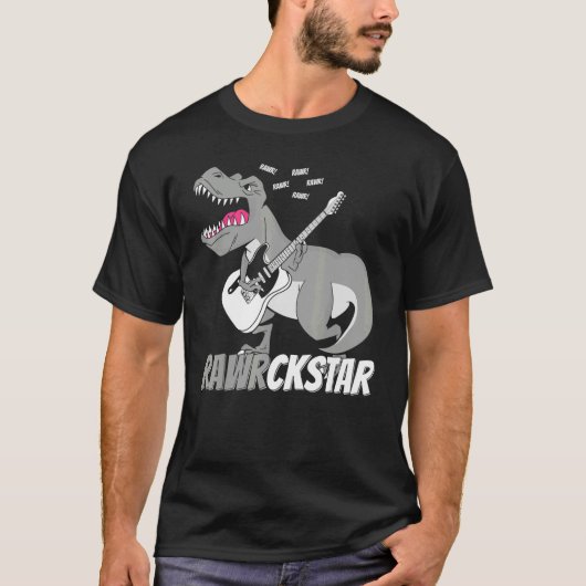 Classic Witty  Pun Dinosaur Rockstar Punk Lifestyl T-Shirt (Vorderseite)