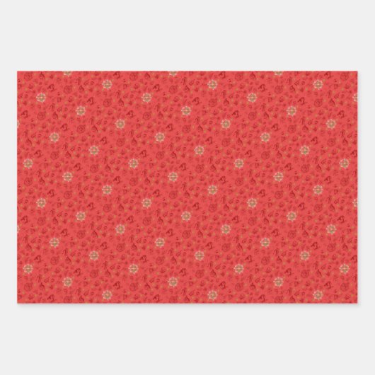 Classic Wizard of Oz Christmas - 3 Red Patterns Geschenkpapier Set (Vorderseite 2)