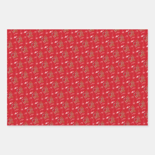 Classic Wizard of Oz Christmas - 3 Red Patterns Geschenkpapier Set (Vorderseite)