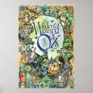 CLASSIC WIZARD OF OZ POSTER - alle Buchzeichen!
