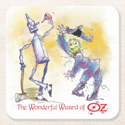 Classic Wizard von Oz Scarecrow & Tin Man Unterset Rechteckiger Pappuntersetzer (Vorderseite)