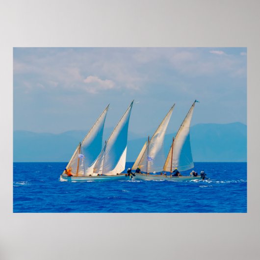 Classic wooden sailing boats in a race, Spetses i Poster (Vorne)