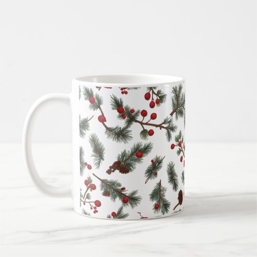 Classic Woodland Wreath Pattern Weihnachtsfeier Ta Kaffeetasse (Links)